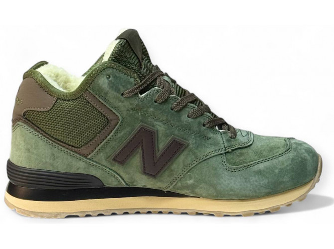 New Balance 574 Mid Dark Green с мехом
