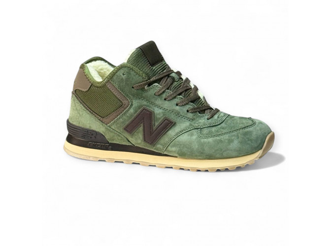 New Balance 574 Mid Dark Green с мехом