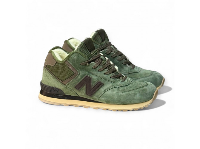 New Balance 574 Mid Dark Green с мехом