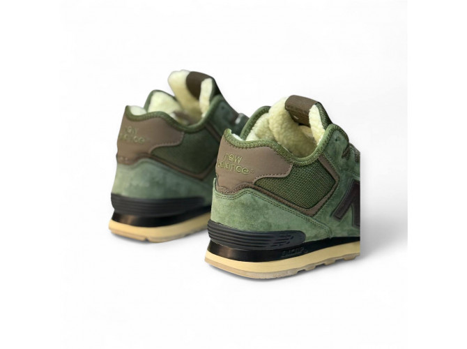 New Balance 574 Mid Dark Green с мехом