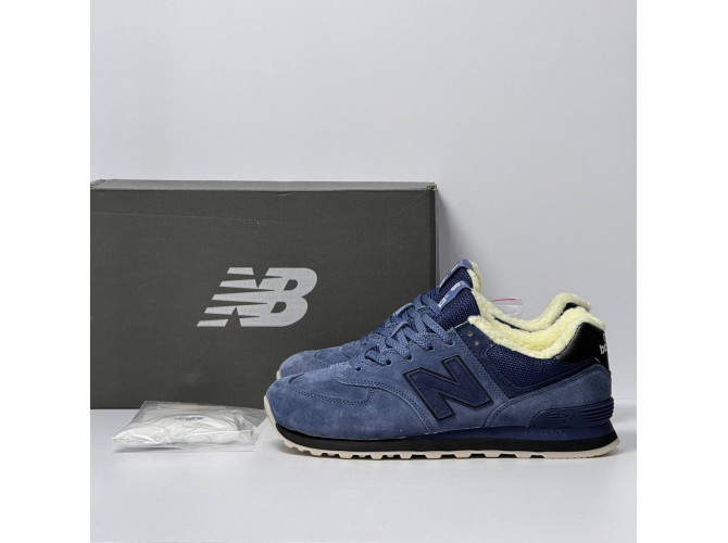 New Balance 574  Total Blue с мехом