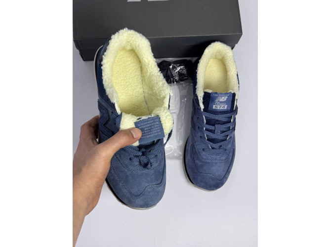 New Balance 574  Total Blue с мехом