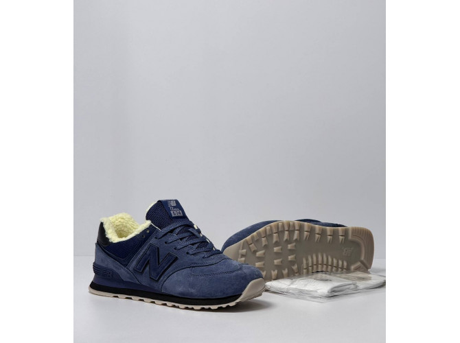 New Balance 574  Total Blue с мехом