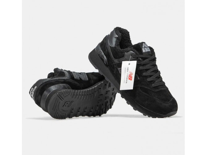 New Balance 574 Winter Black с мехом