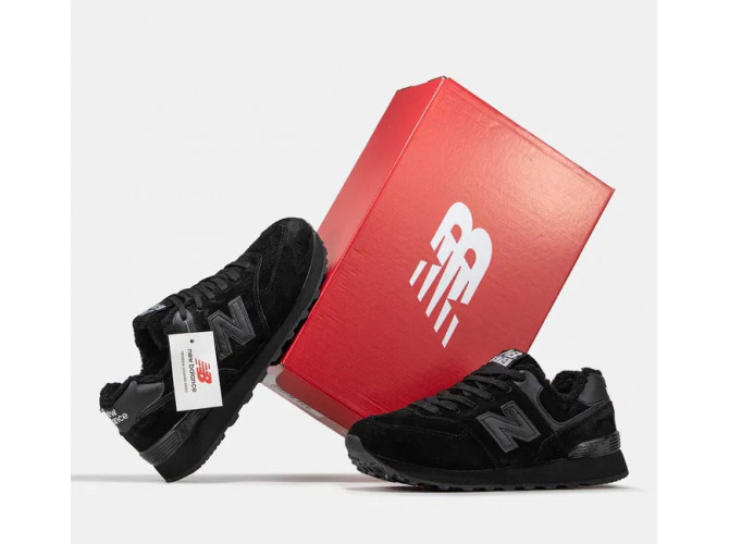 New Balance 574 Winter Black с мехом