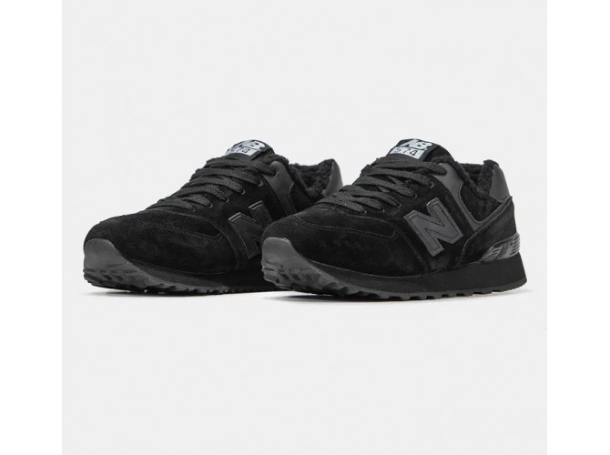 New Balance 574 Winter Black с мехом