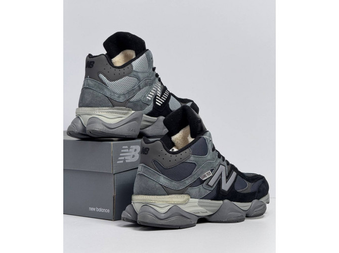 New Balance 9060 Black Grey с мехом