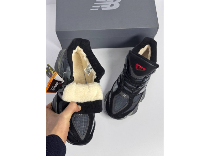 New Balance 9060 Black Grey с мехом
