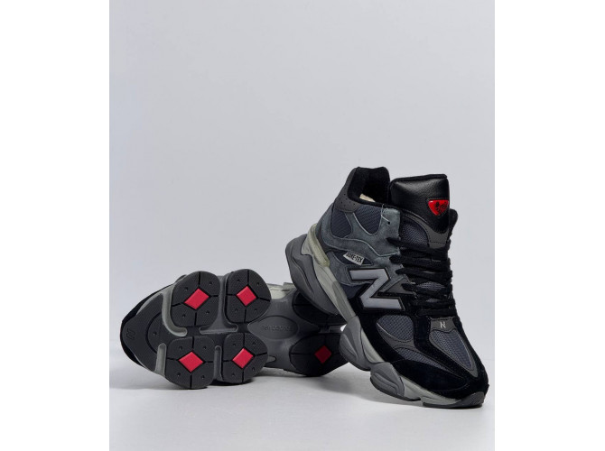 New Balance 9060 Black Grey с мехом