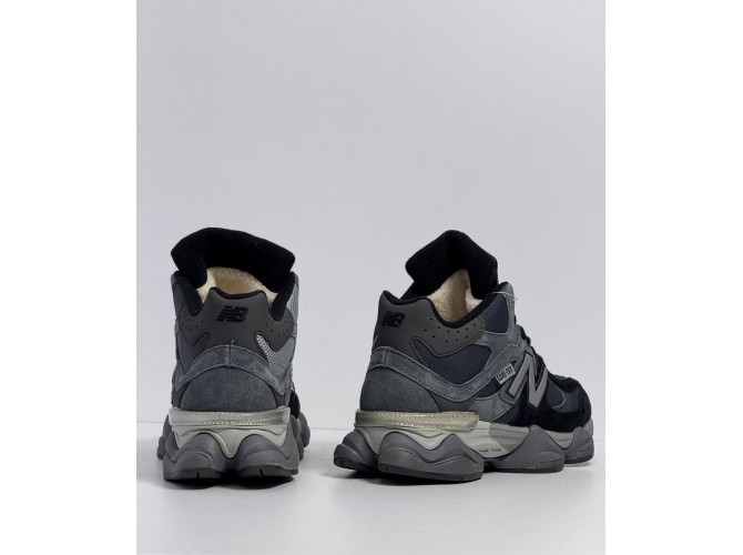 New Balance 9060 Black Grey с мехом