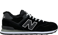 New Balance 574 Black White Big Size с мехом