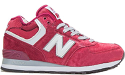 Кроссовки New Balance 574 High зимние замша женские красные