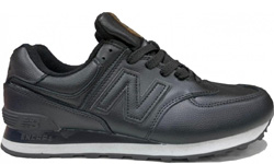 Кроссовки New Balance 574 Кожаные Матовые чёрные