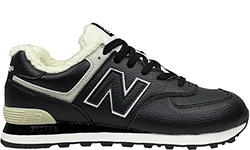New Balance 574 мужские кожаные черные с мехом