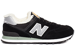 Кроссовки New Balance 574 navy grey winter edition зимние с мехом