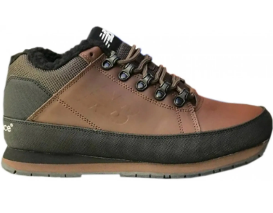 New Balance 754 Brown Black кожаные с мехом