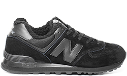 Кроссовки New Balance 574 classic зимние черные с мехом