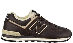 New Balance 574 мужские кожаные коричневые с мехом