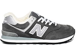 Кроссовки New Balance 574 серые замшевые зимние с мехом