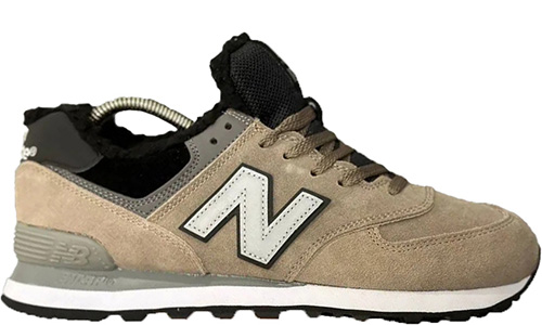 New Balance 574 Beige Black Big Size С Мехом